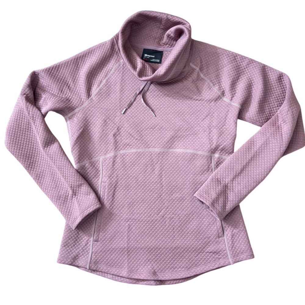 Marmot Womens Quilted Cowl Neck Pullover Sweatshirt Purple Mauve Medium CC27